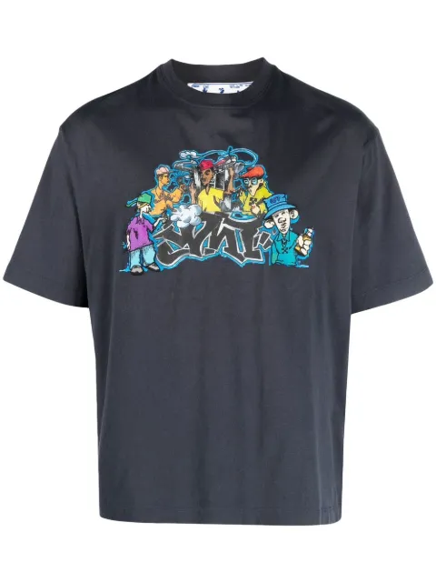 Off-White Graffiti logo-patch T-shirt Black OMAA120F22JER0114684