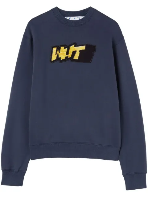 Off-White logo-print crew neck sweatshirt Blue OMBA057F22FLE0124601
