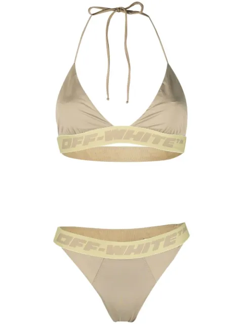 Off-White logo-band bikini set Green OWFA034F22JER0015700