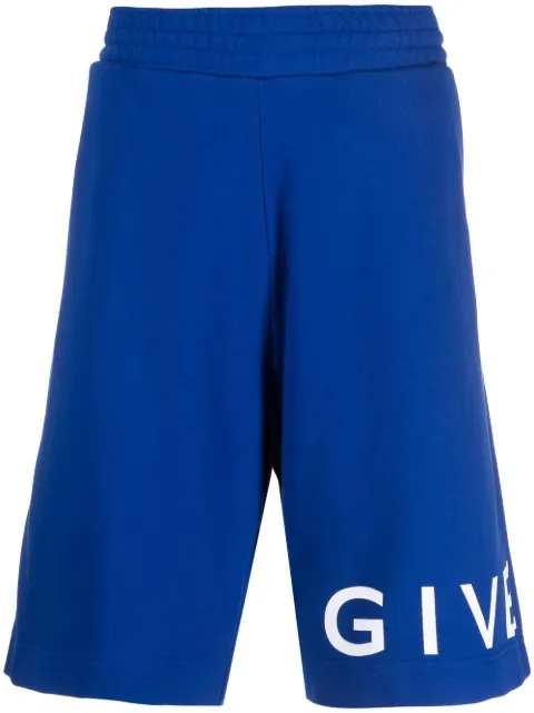 Givenchy logo-print knee-length track shorts Blue BM513A3Y78