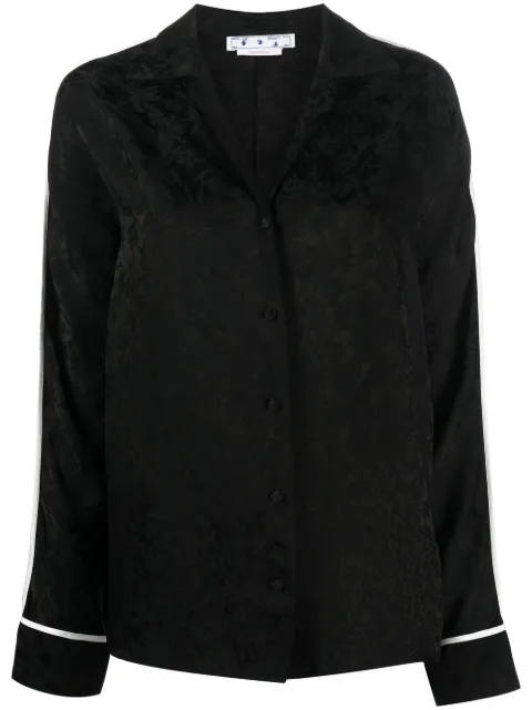 Off-White floral jacquard V-neck blouse Black OWGA099F22FAB0021010