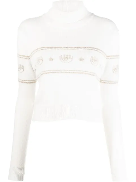 Chiara Ferragni graphic-intarsia jumper Neutrals 73CBFM26CMA10