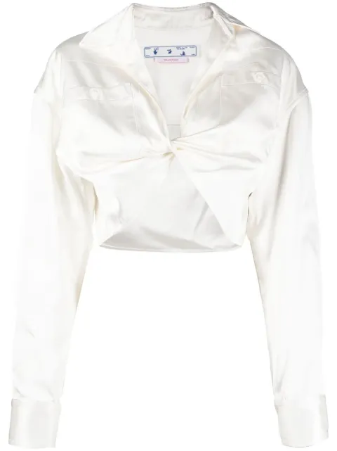 Off-White twisted crop shirt White OWGA118F22FAB0020100