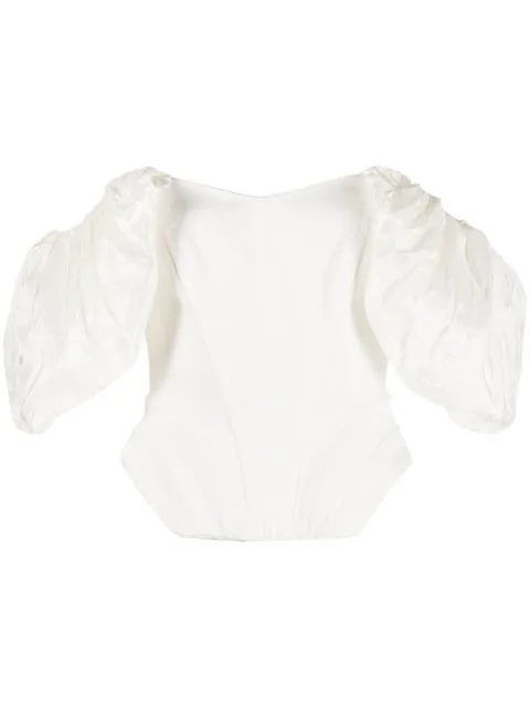 V:PM ATELIER off-shoulder puff sleeve blouse White VP111W