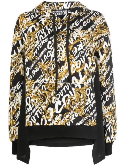 Versace Jeans Couture Garland logo-print panelled hoodie Black 73HAI3A0FS048