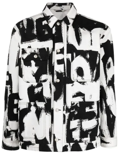 Alexander McQueen text print denim jacket Black 700519QTY86