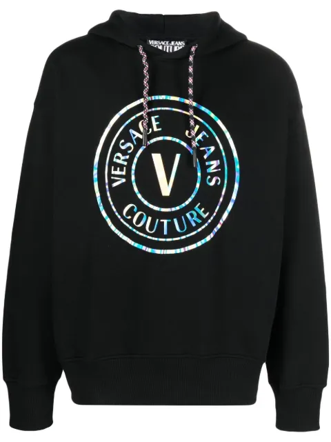 Versace Jeans Couture logo print hoodie Black 73GAIG07CF00G