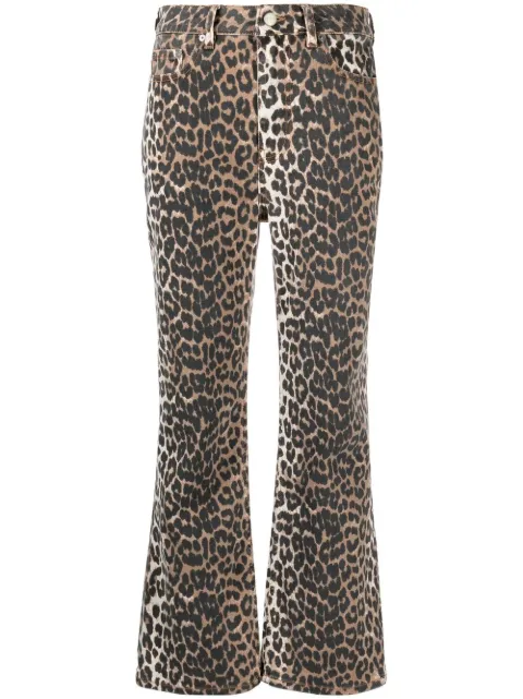 GANNI leopard-print cropped jeans Neutrals J1059