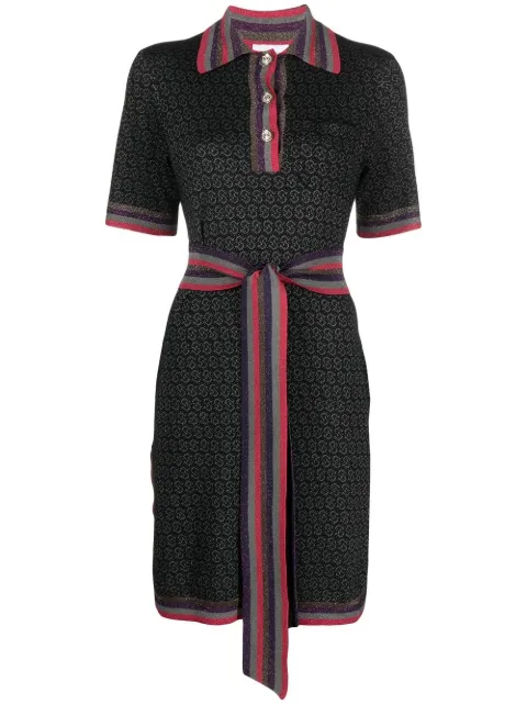 Ferragamo monogram tie-waist knitted dress Black 754542