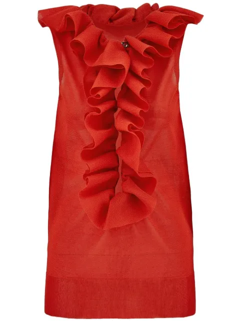 Ferragamo frill-detail virgin wool top Red 757424