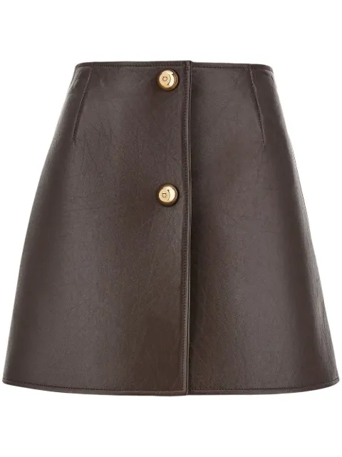 Ferragamo A-line leather mini skirt Brown 757198