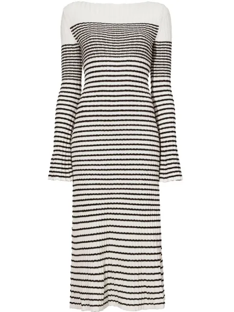 Proenza Schouler striped bouclé knit dress White R2317044KY275