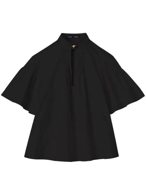 Proenza Schouler pintuck-detail short-sleeved blouse Black R2314005SC031