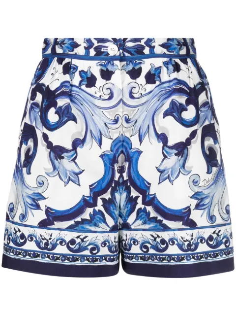 Dolce & Gabbana Majolica-print poplin shorts Blue FTAL1THH5AS