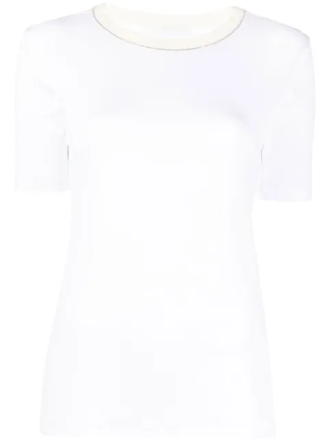 Fabiana Filippi glitter-trim knitted top White JEDP02F1230000X651