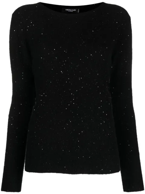 Fabiana Filippi sparkly long-sleeve jumper Black MADP02F6740000X623