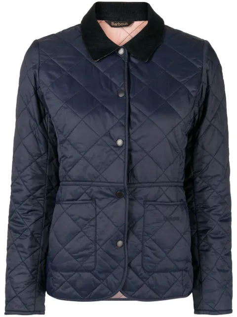 Barbour quilted corduroy-collar jacket Blue LQU1012NY71