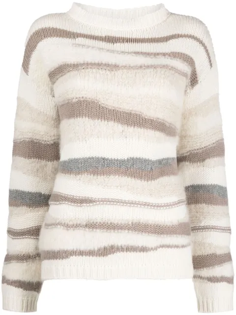 Fabiana Filippi striped crew neck jumper White MAD222W0870000H029