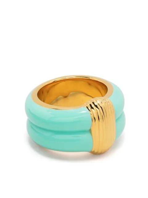 Aurelie Bidermann Katt enamel gold-plated ring Gold KATBA03MG