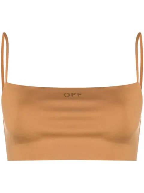 Off-White logo-print cropped vest Brown OWAD174S22FAB0016060
