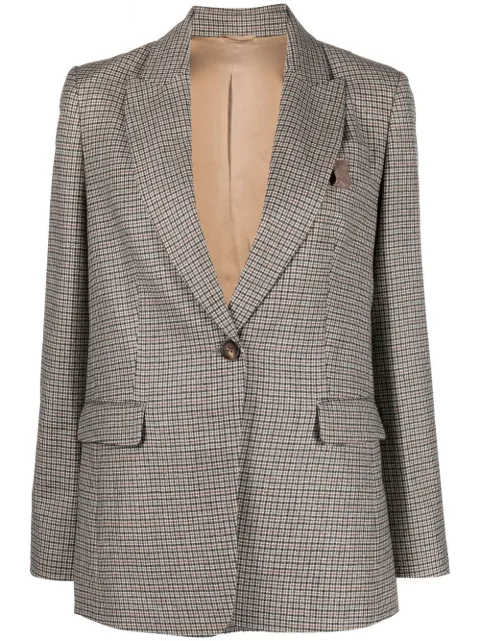 Brunello Cucinelli Prince of Wales single-breasted blazer Neutrals MD5112013C001