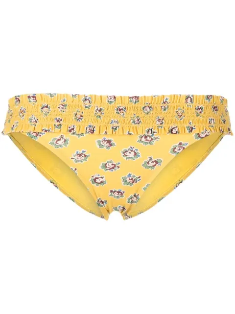 Tory Burch floral-print smocked bikini bottoms Yellow 45817