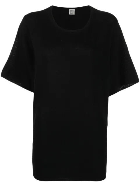 TOTEME short-sleeved silk T-shirt Black 223585315