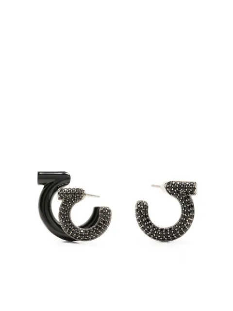 Ferragamo Gancini logo earrings Black 756276