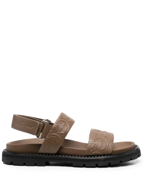 Ferragamo Gancini debossed sandals Brown 753445