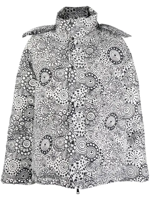 10 CORSO COMO abstract-print hooded puffer jacket White WFS002T0004