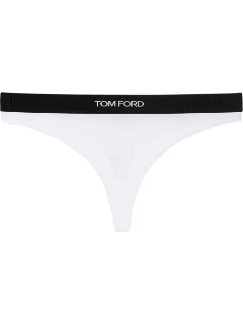 TOM FORD logo-waistband thong White KNJ009JEX011AW002