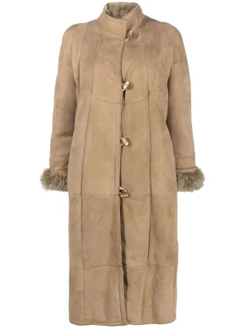 A.N.G.E.L.O. Vintage Cult 1990s shearling-lined single-breasted coat Neutrals ANG620H