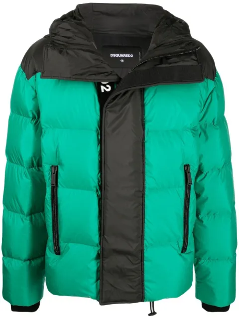 DSQUARED2 zip-pockets hooded padded jacket Green S74AM1275S54981