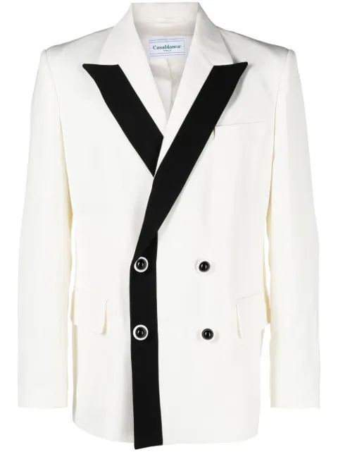 Casablanca contrast-lapel double-breasted blazer Neutrals MF22JK132