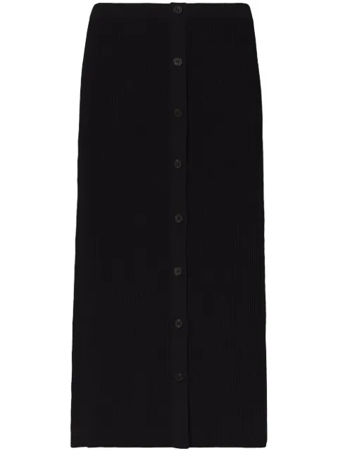 Proenza Schouler White Label ribbed-knit button-front skirt Black WL2317905KY234