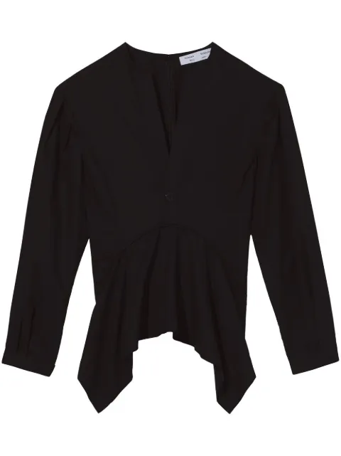Proenza Schouler White Label V-neck cotto poplin top Black WL2314340SC080