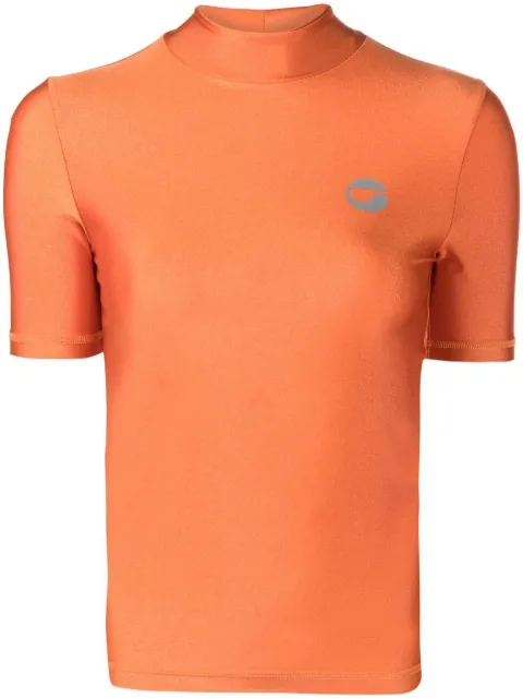 Coperni logo-print mock-neck T-shirt Orange COPS22JS20BIS545