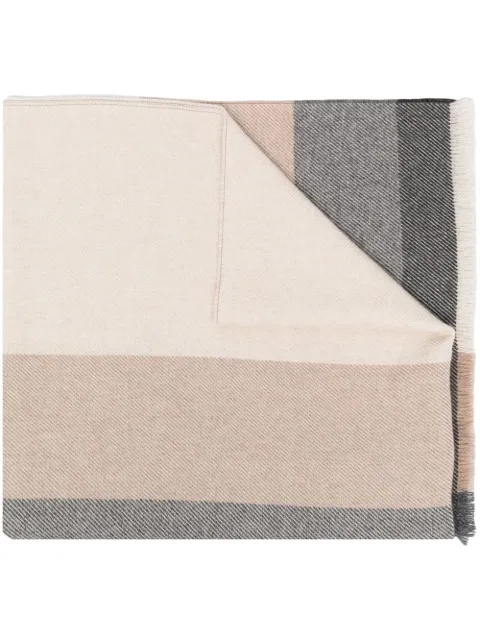 Brunello Cucinelli striped wool scarf Grey MSC666AGCM872