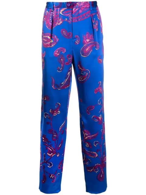 Saint Laurent paisley-print tailored trousers Blue 688108Y2E86