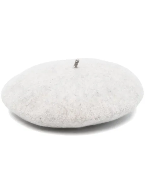 Brunello Cucinelli bead embellished beret Grey MCAP90136C072