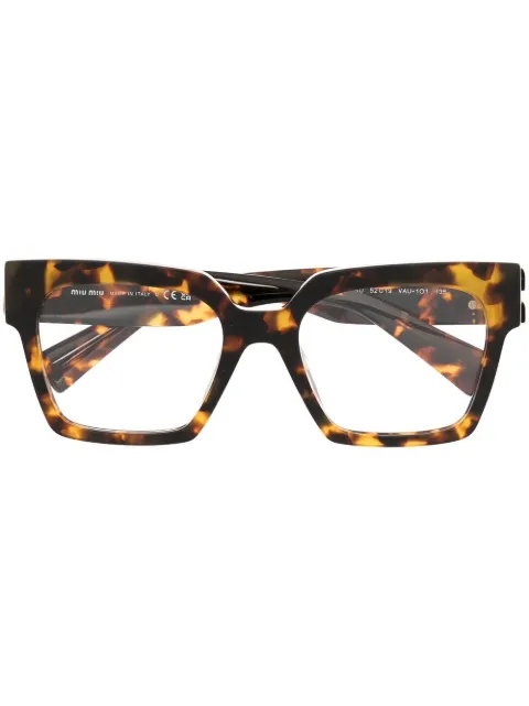 Miu Miu Eyewear tortoiseshell-effect logo-plaque glasses Brown MU04UVVAU101