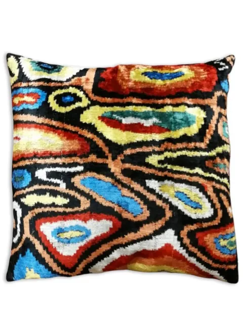 Les-Ottomans jacquard velvet cushion Black VE54