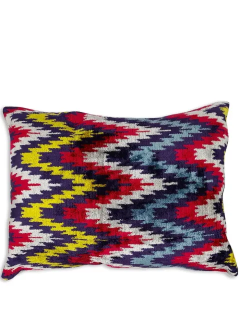 Les-Ottomans jacquard velvet cushion Red V612