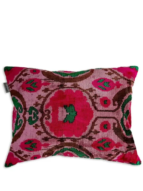 Les-Ottomans jacquard velvet cushion Red V599