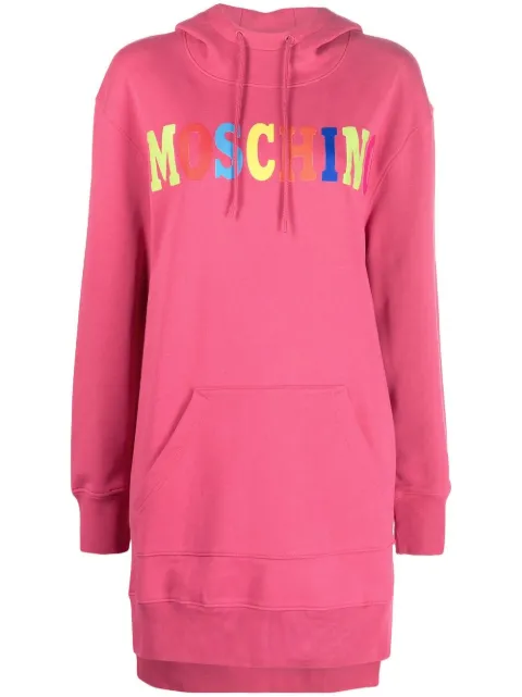 Moschino logo-print hooded dress Pink A04500528