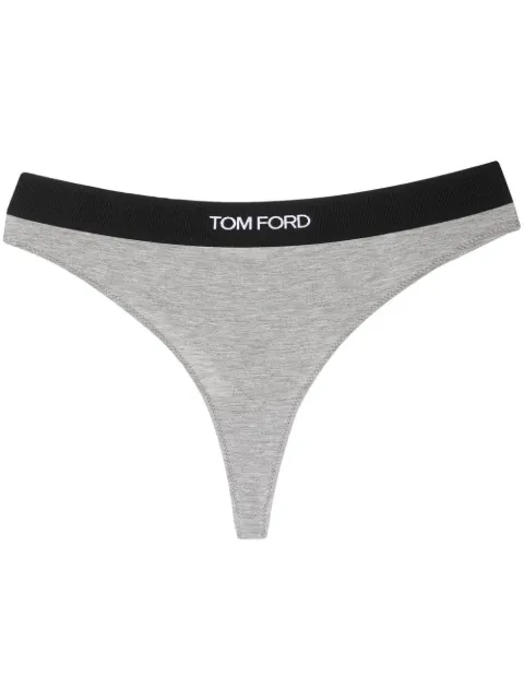 TOM FORD logo-waistband thong Grey KNJ009JEX011