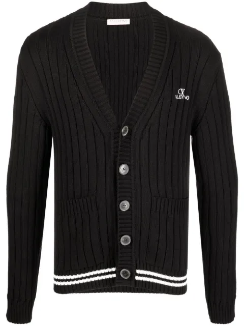 Valentino Garavani ribbed-knit V-neck cardigan Black VKA01Y8NK