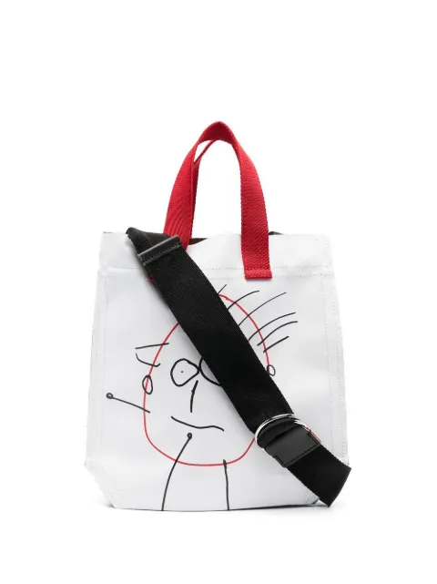 Plan C graphic-print waved tote bag White SHCBC51S11TU001