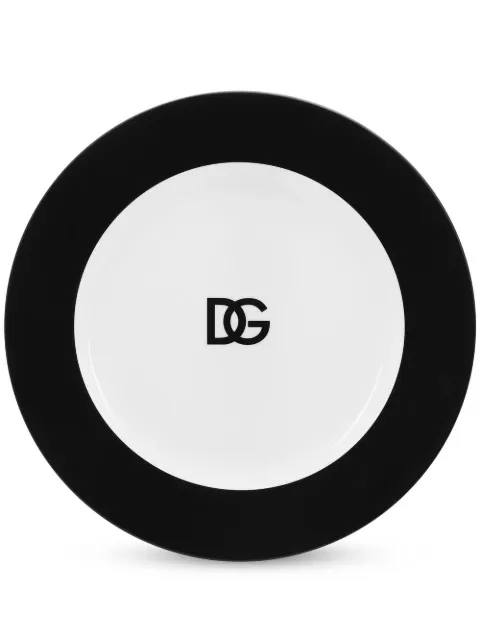 Dolce & Gabbana logo-print porcelain charger plate White TC0005TCA48
