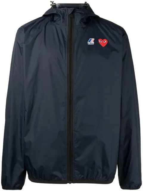 Comme Des Garçons Play x K-Way zipped hooded jacket Blue P1J501